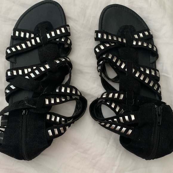 Faux studded black gladiator sandals - Picture 1 of 6